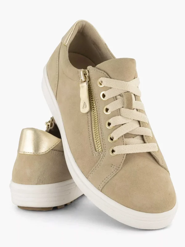 Dames Medicus Beige Leren Comfort Sneaker