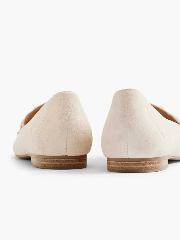 Dames 5th Avenue Beige Leren Loafer Sierketting