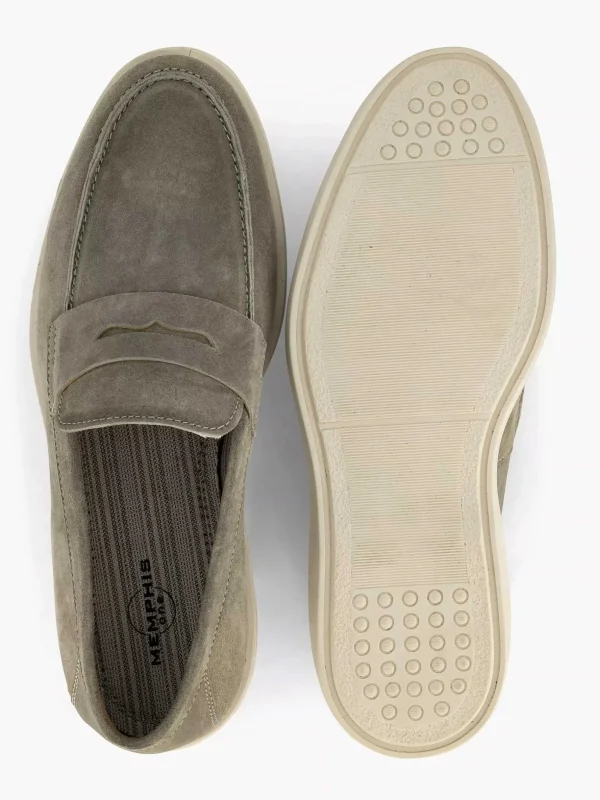 Heren Memphis One Groene Leren Instapper