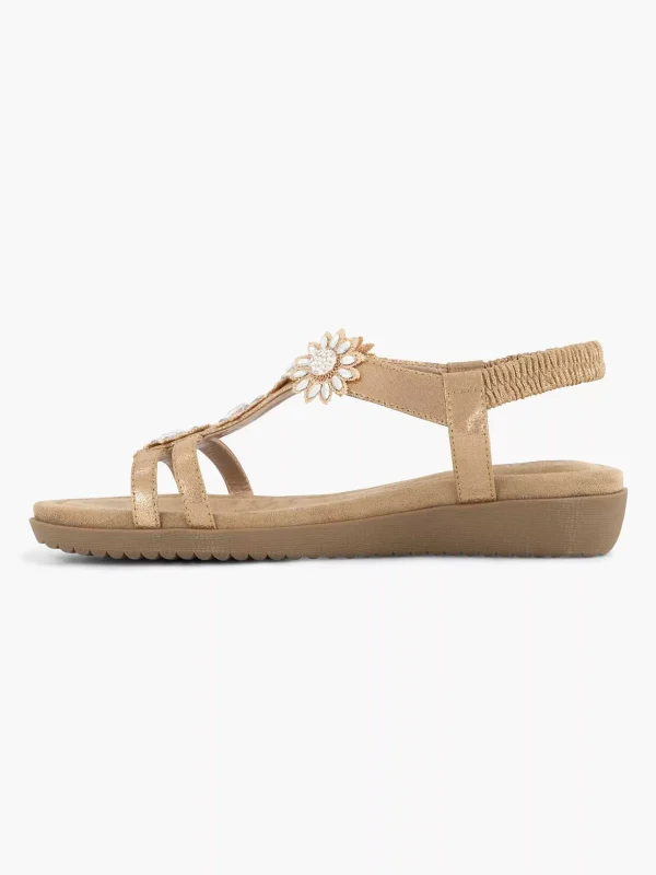 Dames Easy Street Rosegouden Comfort Sandaal Steentjes