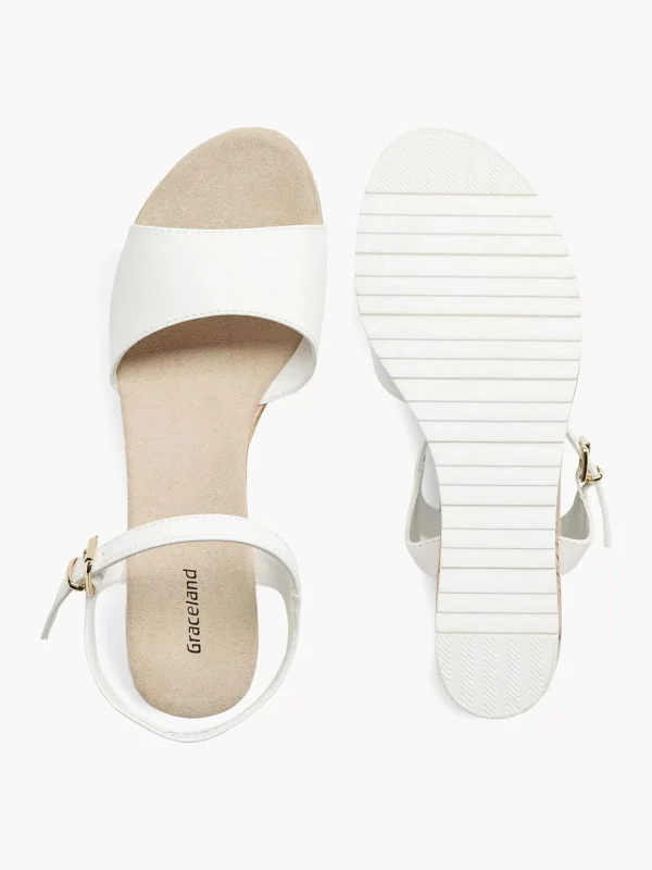 Dames Graceland Witte Sandalette Sleehak