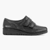 Dames Medicus Zwarte Leren Comfort Sneaker Klittenband