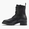 Dames 5th Avenue Zwarte Leren Veterboot