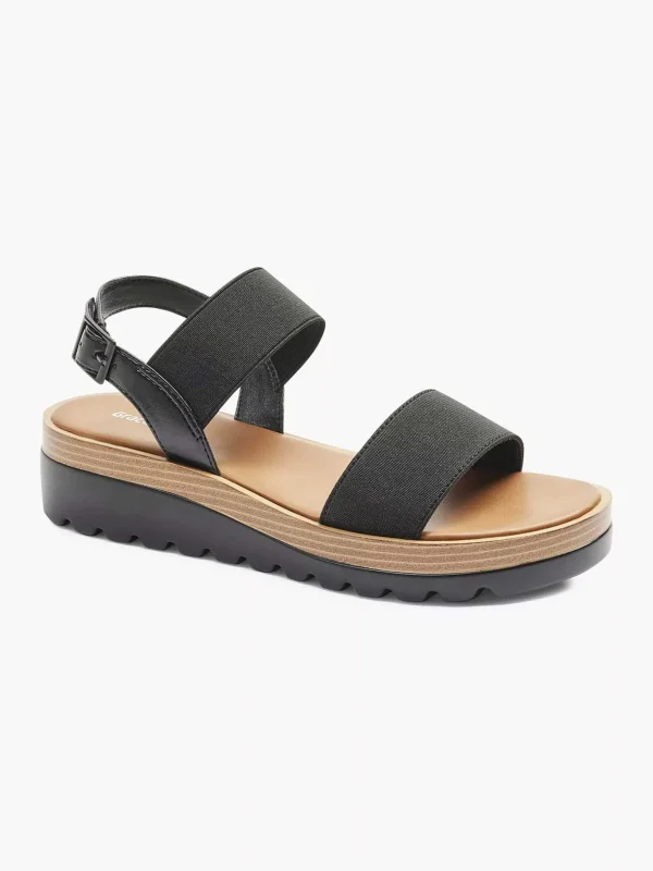 Dames Graceland Zwarte Sandaal Elastisch