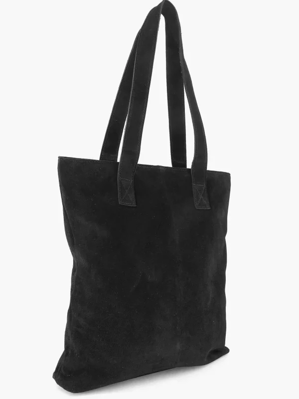 Dames 5th Avenue Zwarte Suede Schoudertas